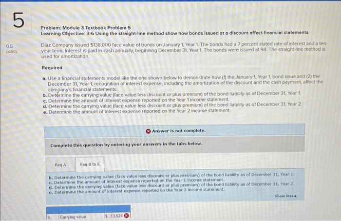  Problem: Module 3 Textbook Problem 5 Learning Objective: 3-6 Using the