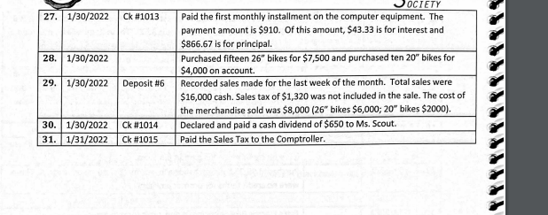 the transactions below. No explanation is required for the journal entries. Instead