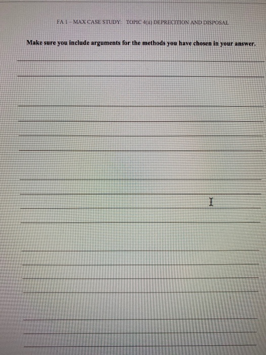 NON-CURRENT ASSETS Max has decided to go ahead with the purchase of