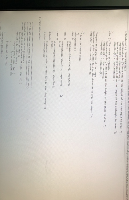 the shape, and using what character to draw. Run the program to