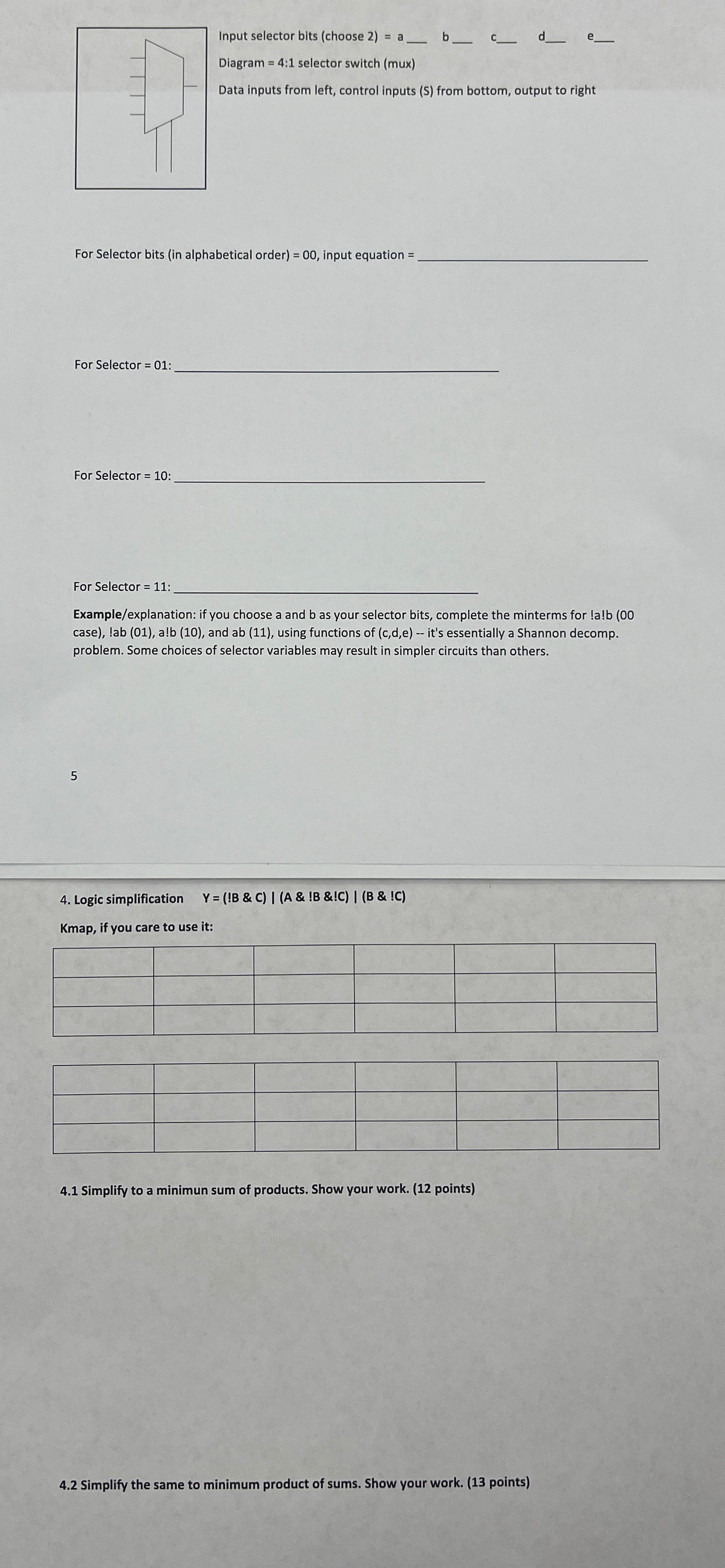  Input selector bits (choose 2)=a q, q, q, c__ d q,