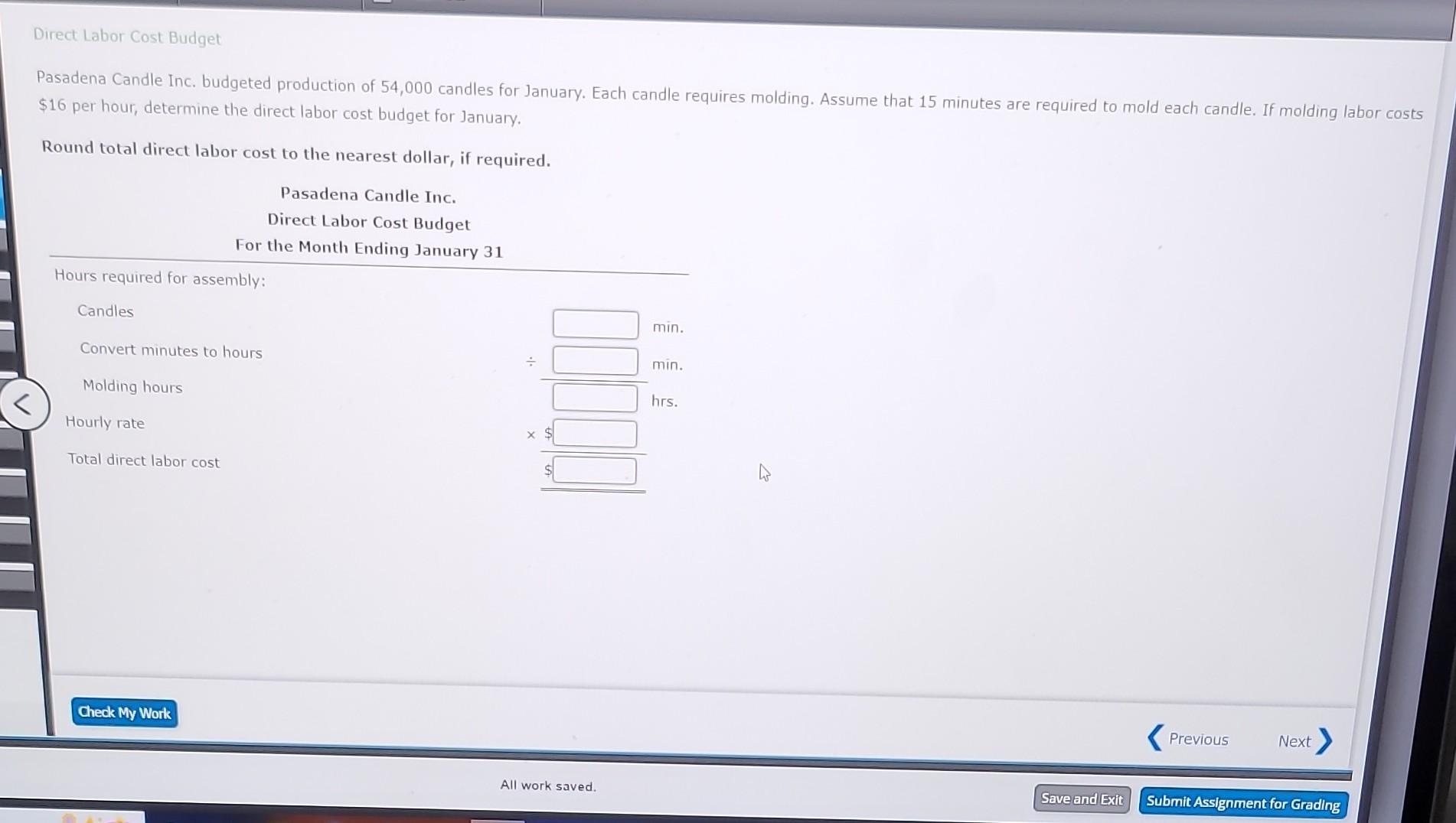 BE.08.04 answer and steps plz $16 per hour, determine the direct