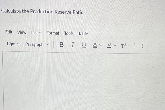  Calculate the Production Reserve Ratio Edit View Insert Format Tools Table