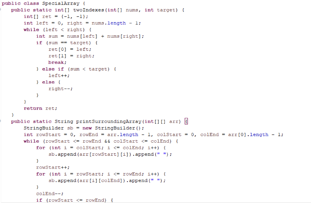 Help me fix my code This is what fails. SpecialArrayTest [R testPrintOuter1