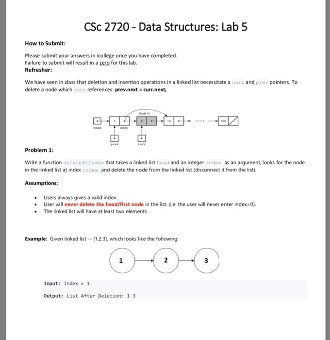  CSc 2720 Data Structures: Lab 5 How to Submit: Please submit