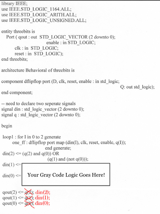 component in the implementation of a three-bit Gray Code counter. Pre-Laborato Create