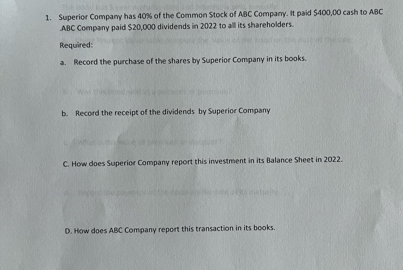 AUDITING PRACTICE QUESTIONS SHORT ANSWERS Please answer Part A-D 1. Superior Company