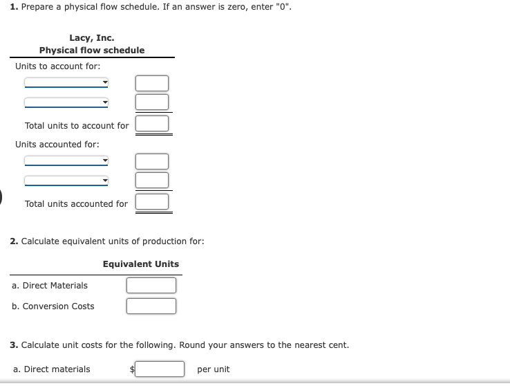 Costing Lacy, Inc., produces a subassembly used in the production of hydraulic