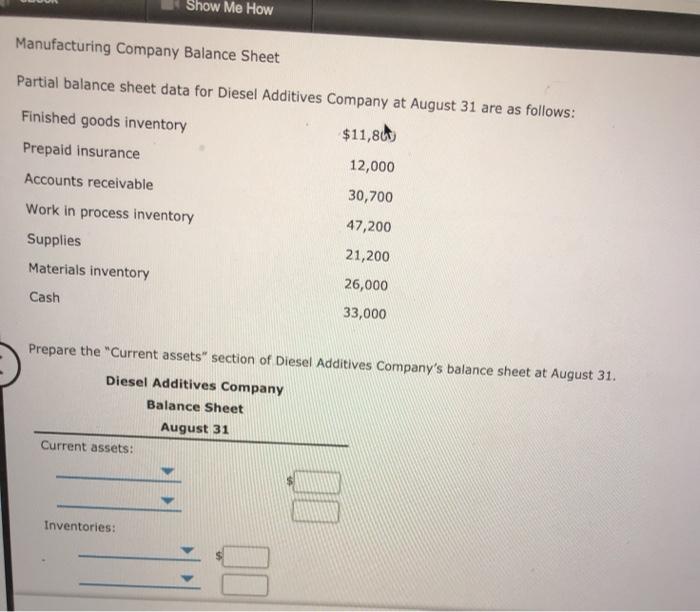  How would I solve this problem? Show Me How Manufacturing Company
