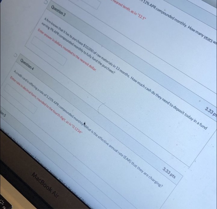  hearest tenth, as in "12.1" 12% APR compounded monthly. How many