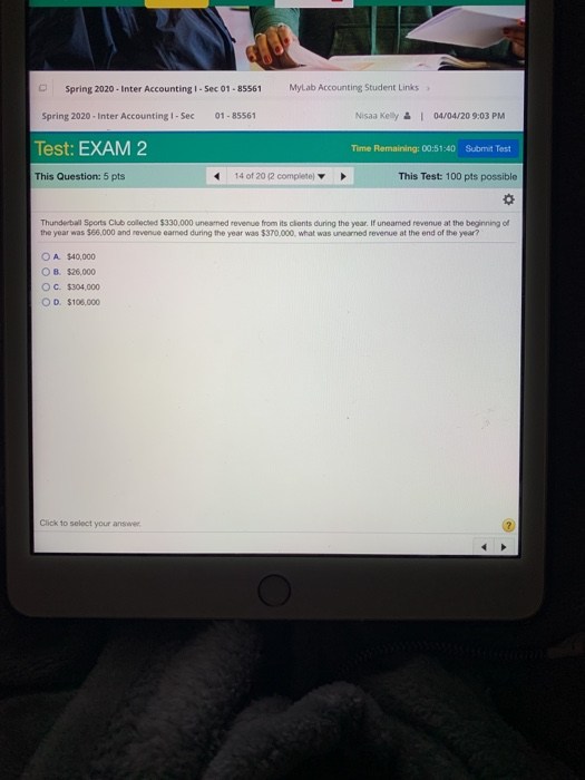  Spring 2020 - Inter Accounting I-Sec 01 - 85561 Mylab Accounting