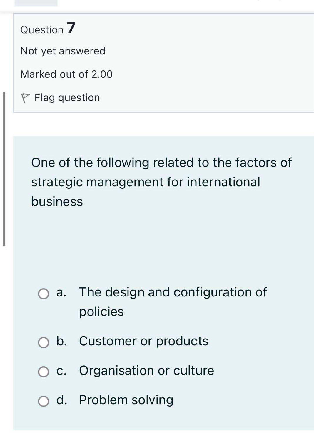 O b. Computer application O c. International management O d. Employees of