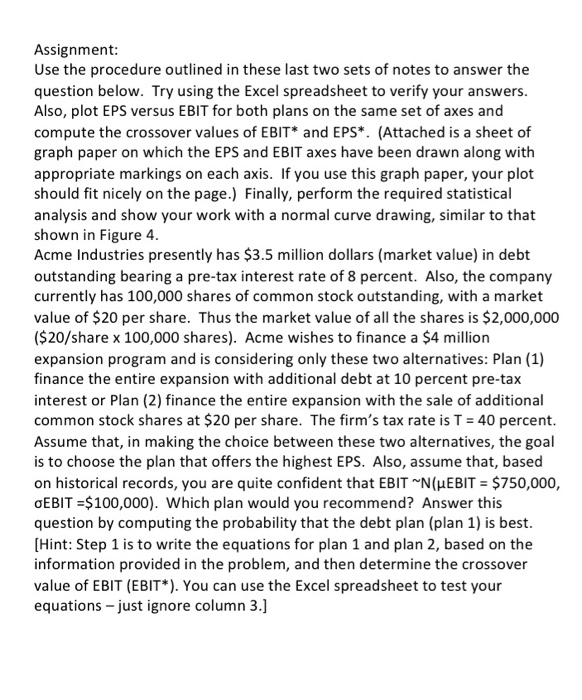  Assignment: Use the procedure outlined in these last two sets of