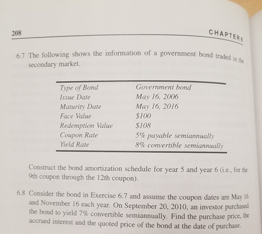  Please solve Exercise 6.8 by hand, without using a finance calculator