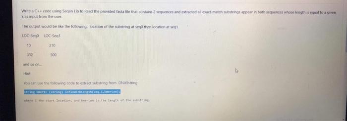 facta file that contains 2 sequences and extracted al exact match substinot