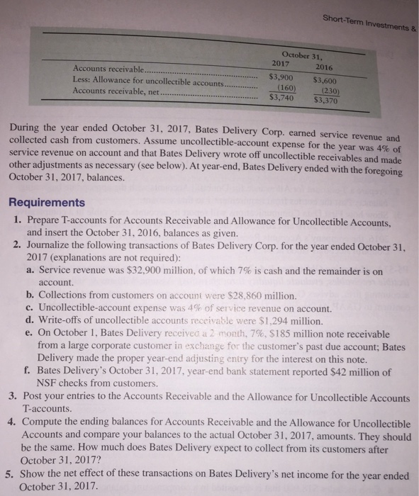 receivables, collections, and uncollectibles using the percent-of-sales method; account for notes receivable)
