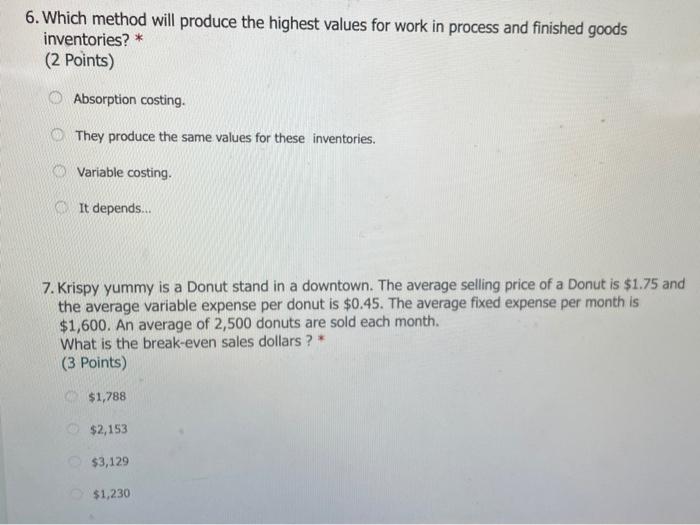 solve55 6. Which method will produce the highest values for work in