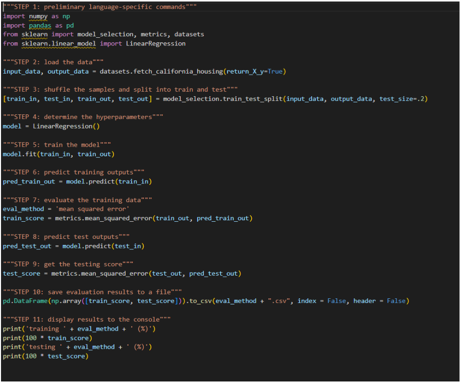assignment1.py to explore the supervised learning process. This script loads the "California