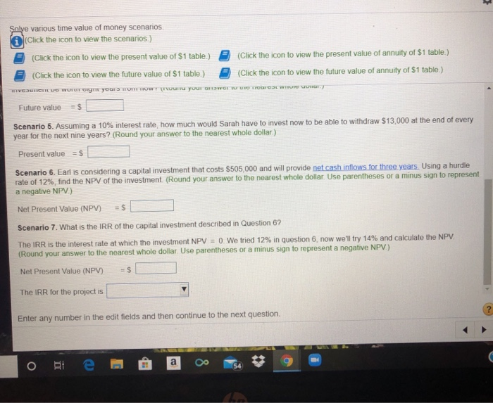 Solye various time value of money scenarios l@Click the icon to view