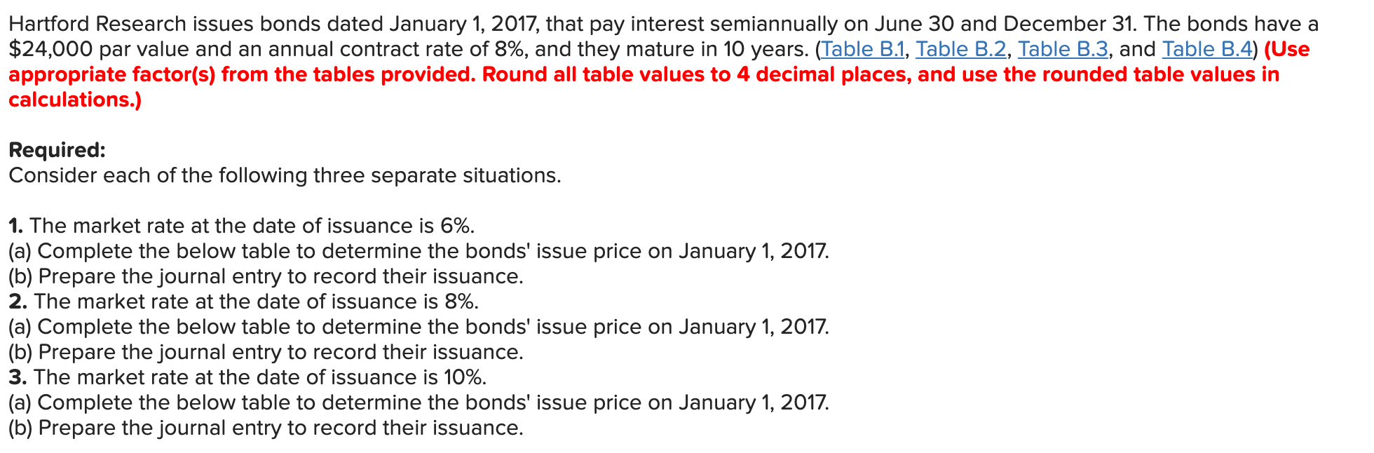 Hartford Research issues bonds dated January 1, 2017, that pay interest