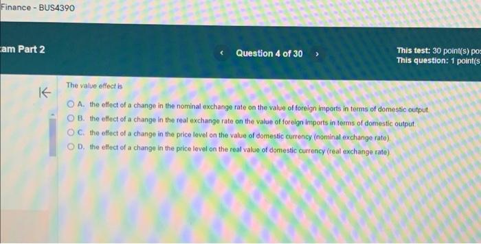  Finance - BUS4390 am Part 2 K The value effect is