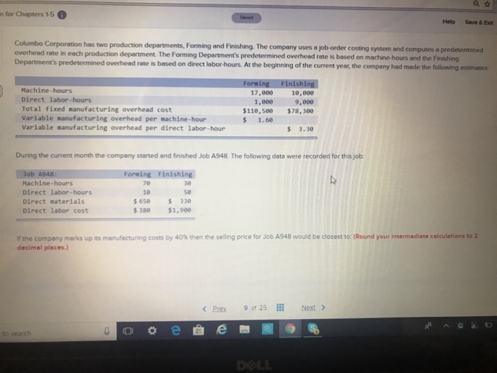  a n for Chapters 1-5 Help Save & Exit Columbo Corporation