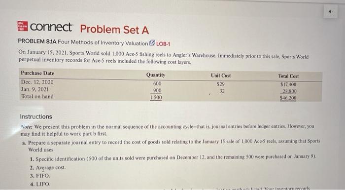  Mc G connect Problem Set A PROBLEM 8.1A Four Methods of