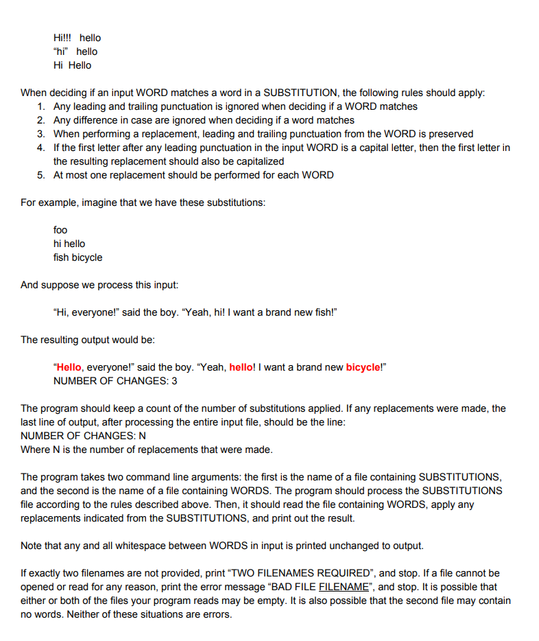 process WORDS in input files and, potentially, change some of those WORDS