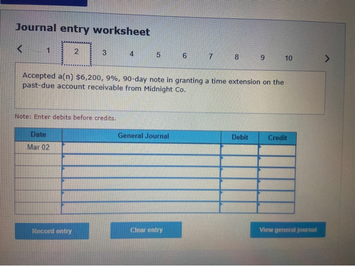 dated December 16. Mar. 2 Accepted a(n) 56,200, 9%, 90-day note in