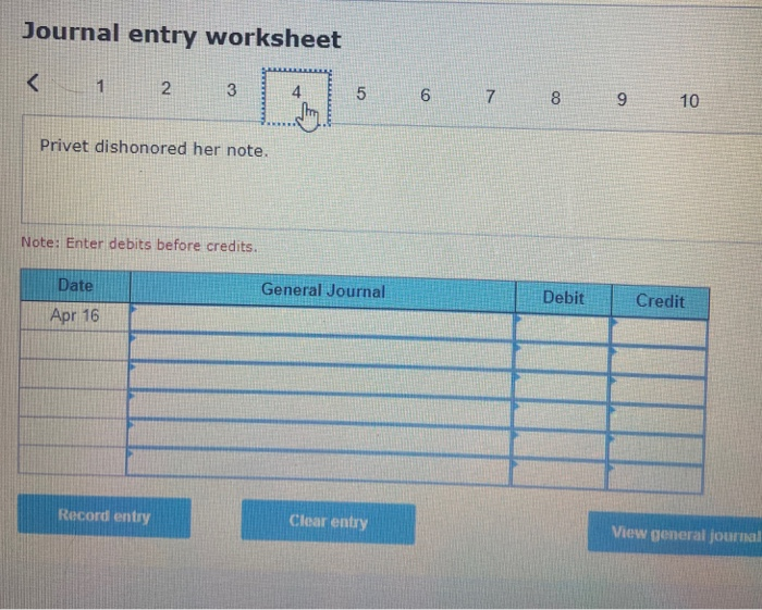 17 Accepted a(n) $2,200, 30-day, 7% note in granting Ava Privet a