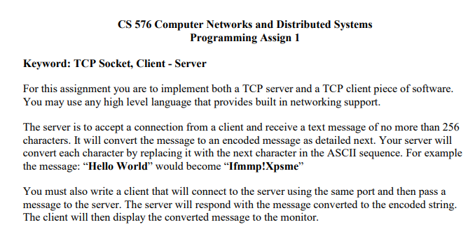 Computer Networks and Distributed Systems: Keyword: TCP Socket, Client - Server TCP