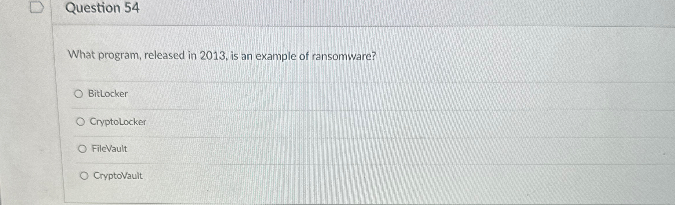  Question 54 What program, released in 2013, is an example of