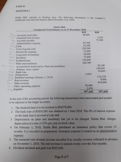 Question 1 and Question 2 :) PART B QUESTION I Simba