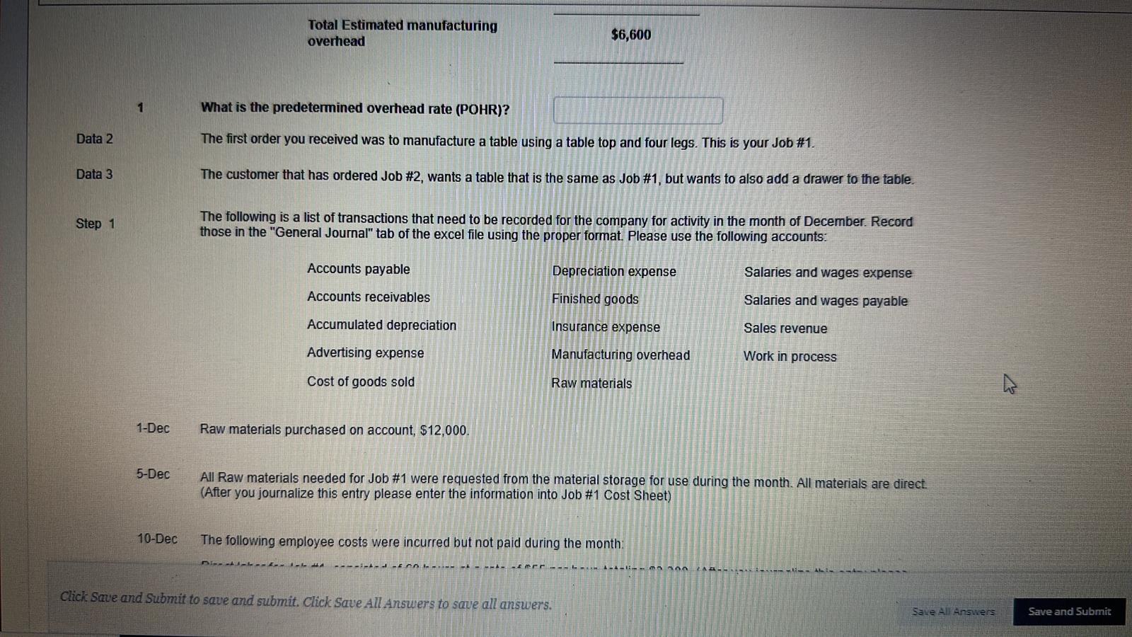 you You work for Thunderduck Custom Tables Inc. This is the first