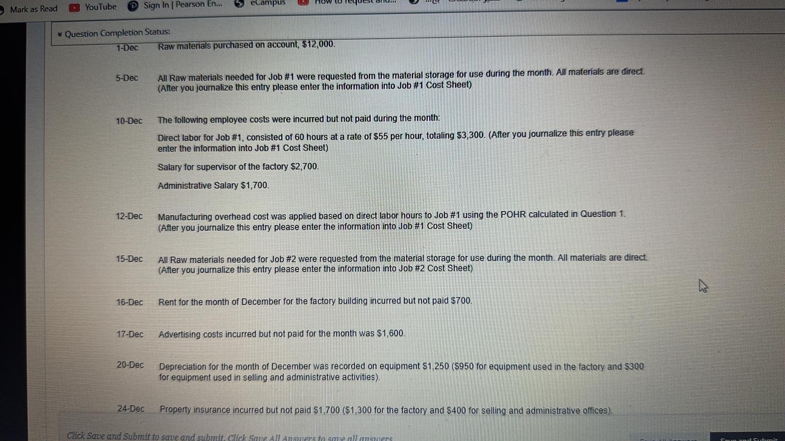 month of operations. The company designs and manufactures specialty tables. Each table