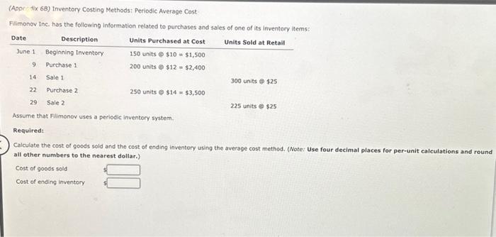 the following information related to purchases and sales of one of its
