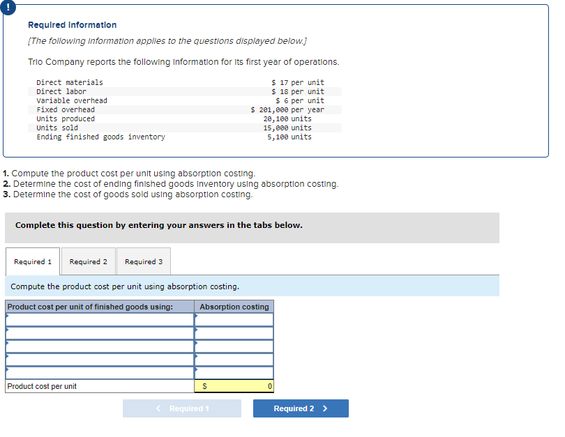  this is all one problem. Required Information [The following information applies
