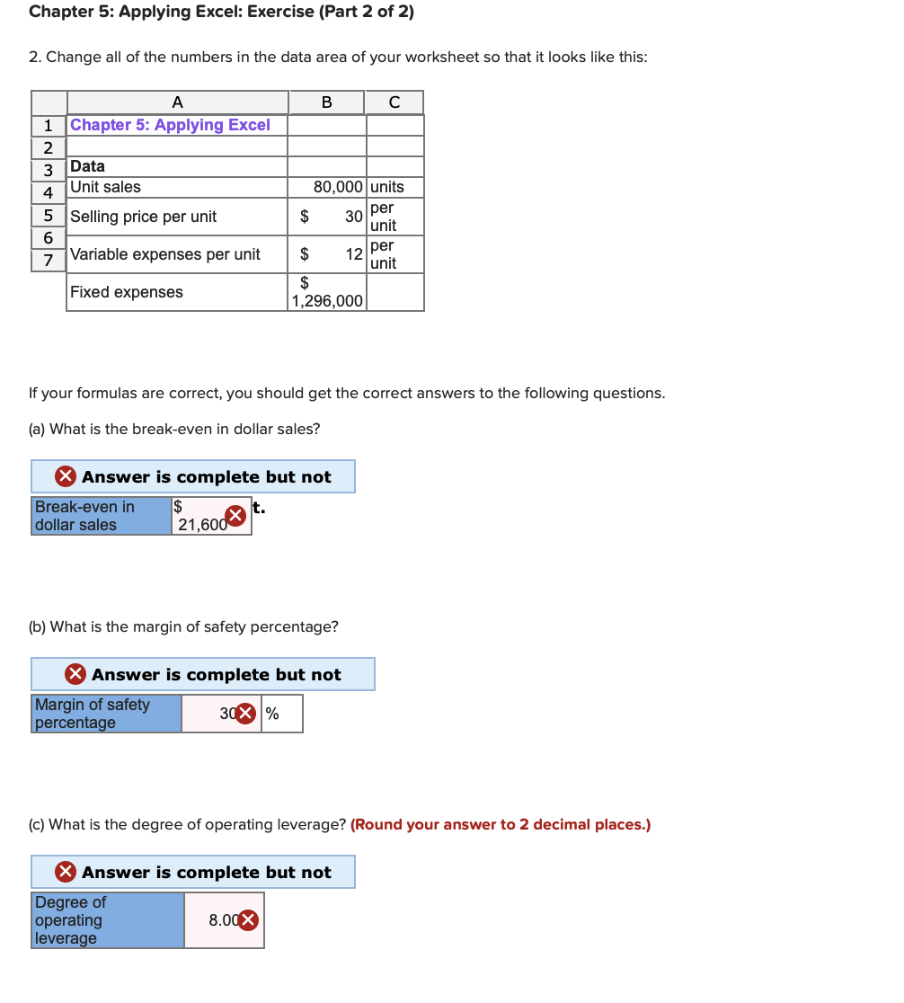 Chapter 5: Applying Excel: Exercise (Part 2 of 2) 2. Change