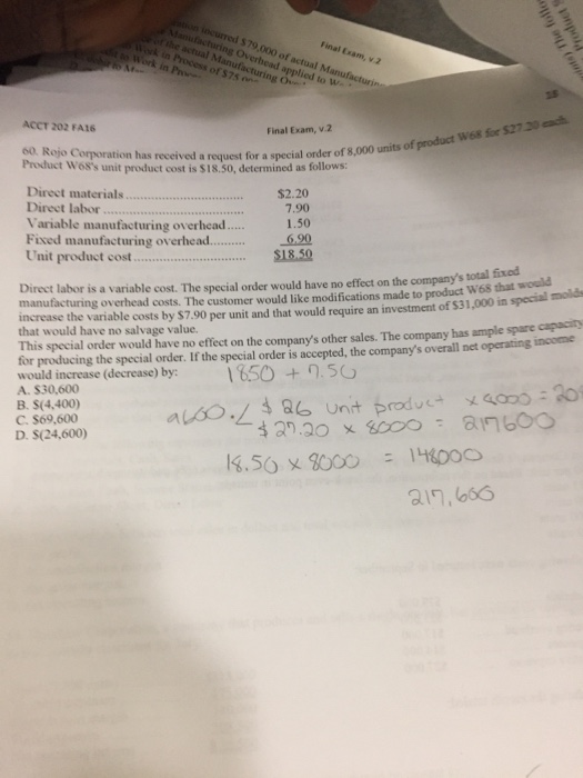  Rojo Corporation has received a request for a special order of