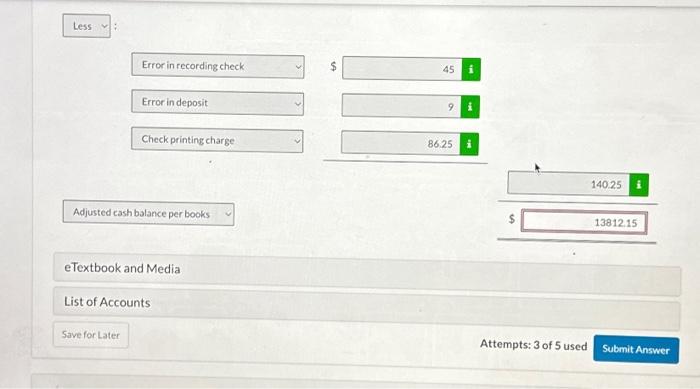 two errors. (a) Using the steps in the reconciliation procedure, prepare a