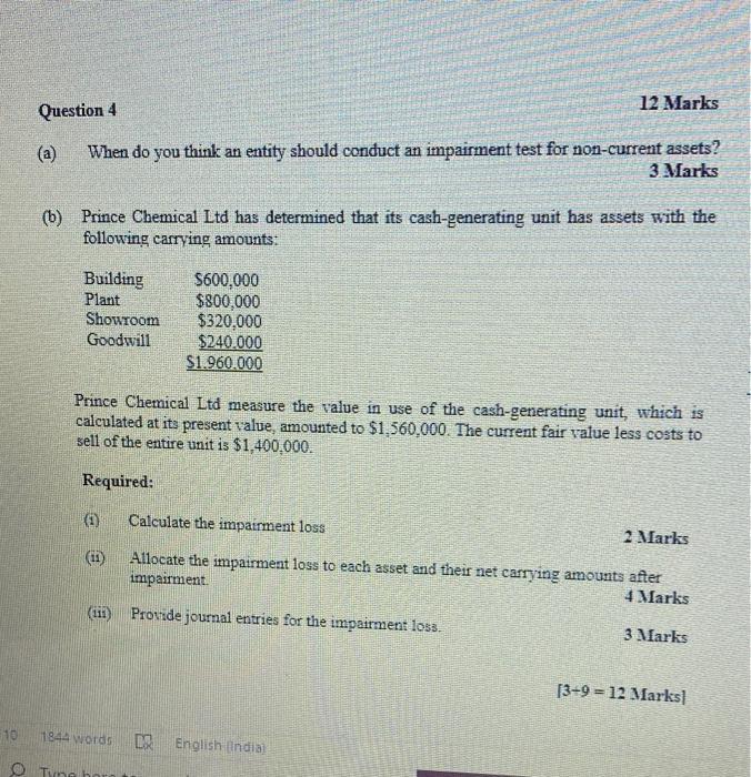 12 Marks Question 4 (a) When do you think an entity