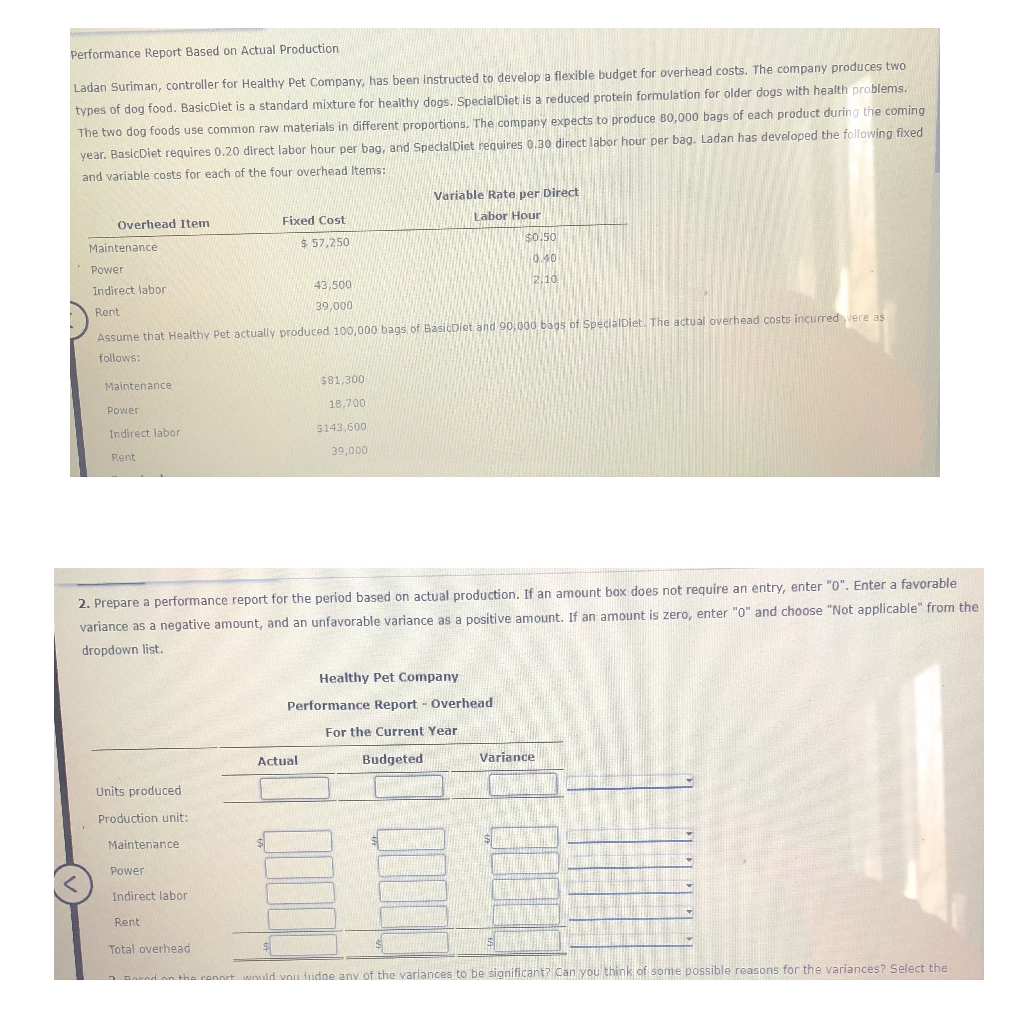  Performance Report Based on Actual Production Ladan Suriman, controller for Healthy