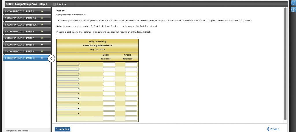 Critical Assign/Comp Prob - Step 1 Print Item 1. COMPPRO.01.01.PART.1 Part