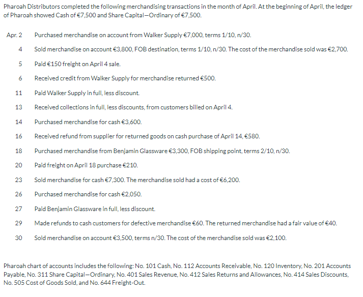  1-Journalize the transactions using a perpetual inventory system. (Credit account titles