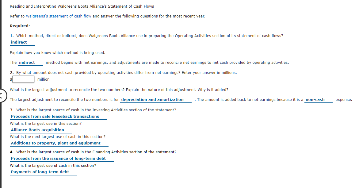 Please assist with Question #2 Reading and Interpreting Walgreens Boots Alliance's Statement
