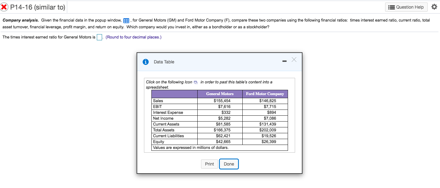 Questions to Answer: (PLEASE ANSWER ALL) The times interest earned ratio