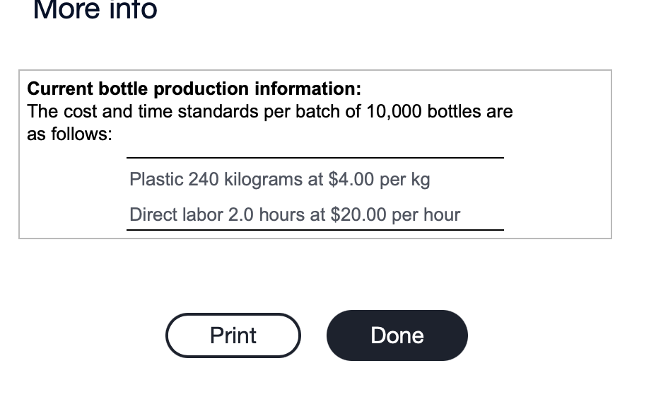 manager is considering having both the bottle redesigned and the bottle production