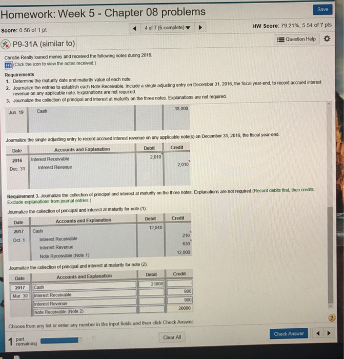  Homework: Week 5 - Chapter 08 problems Score: 0.58 of 1