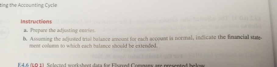 E4.5YLO 1) The adjustments columns of the worksheet for Misra Company are