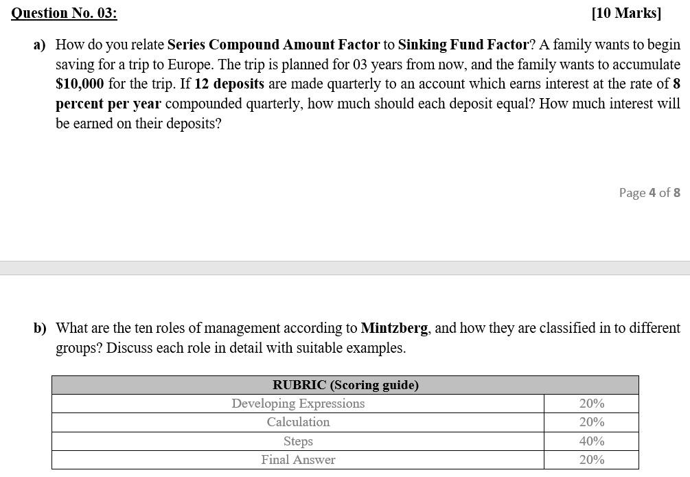  Question No. 03: [10 Marks] a) How do you relate Series